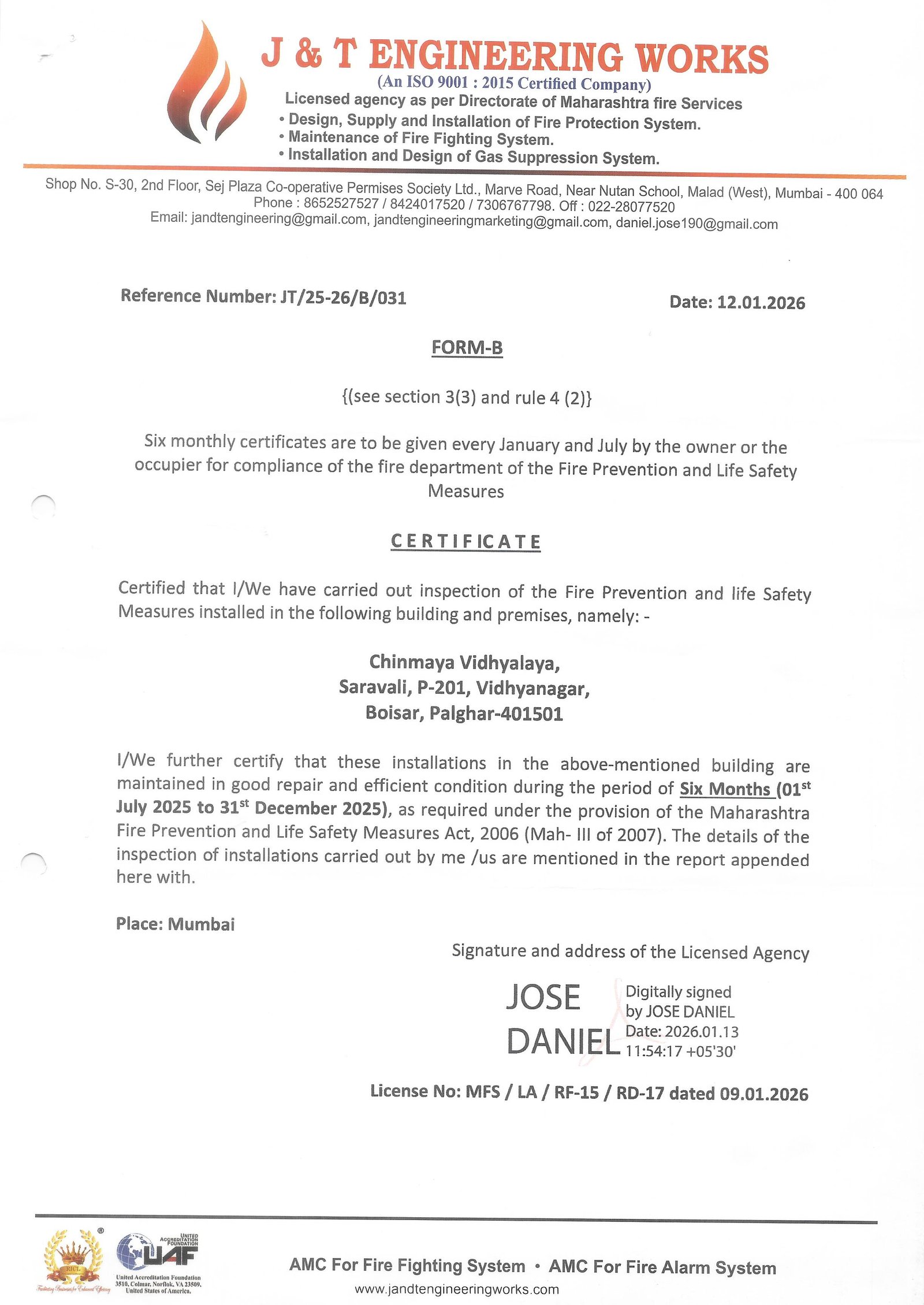 Fire Safety Certificate